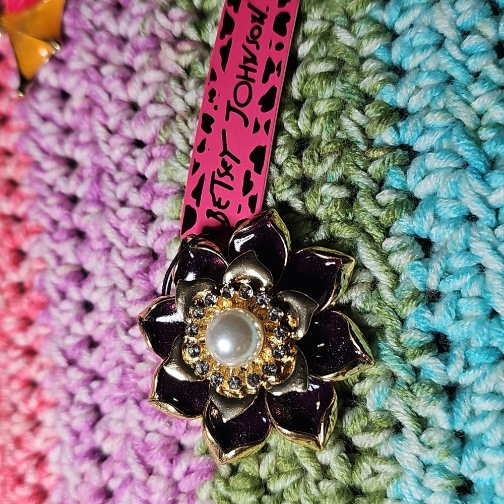 Betsey Johnson Purple and Gold Flower Brooch